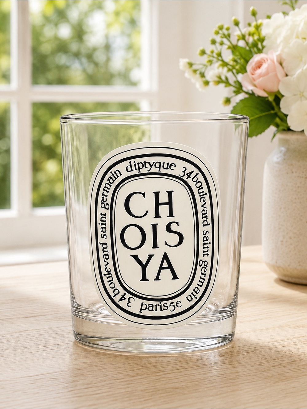 Diptyque Paris France CHOISYA Empty Clear Candle Jar Glass 6.5 ounce